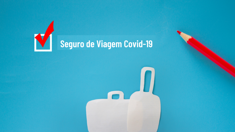 Para representar protocolo da MSC, imagem de uma mala, um lápis vermelho e um item de check-list com a tarefa "Seguro de Viagem Covid-19" assinalada