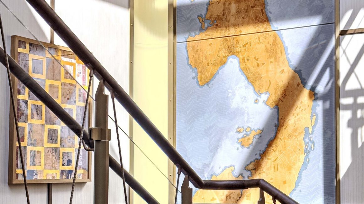 Seabourn Pursuit - Atrium Staircase Graphic Glass Panels