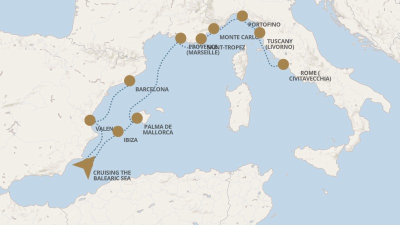 Roteiro da Spotlight Voyage, da Regent