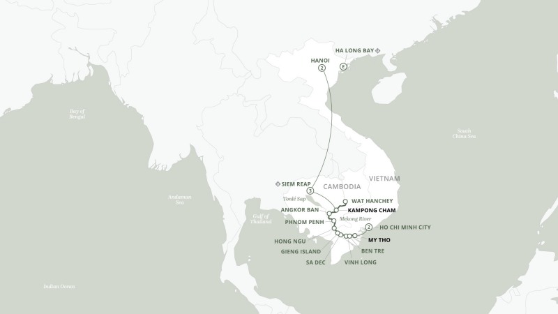 Roteiro Timeless Wonders of Vietnam, Cambodia & The Mekong, da Uniworld
