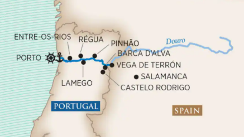 AmaWaterways Mapa rota Rio Douro