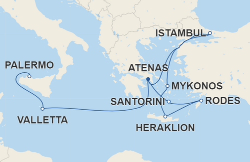 Costa Fortuna com saídas de Atenas. na Grécia