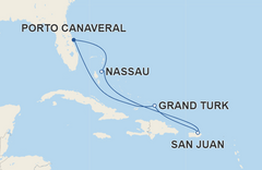 Roteiro da Caribbean Princess passando por Nassau, Grand Turk e San Juan