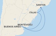 Roteiro do Costa Diadema com saída em 28 de dezembro de 2024