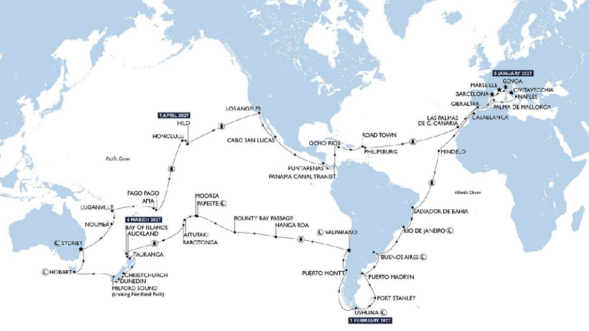Roteiro Completo do MSC World Cruise 2027