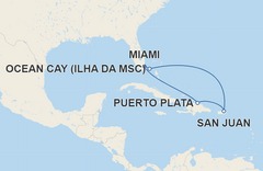 Roteiro de com saídas de Miami, passando por Puerto Plata