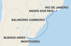 Roteiro do Costa Favolosa com saída em 21 de março de 2025