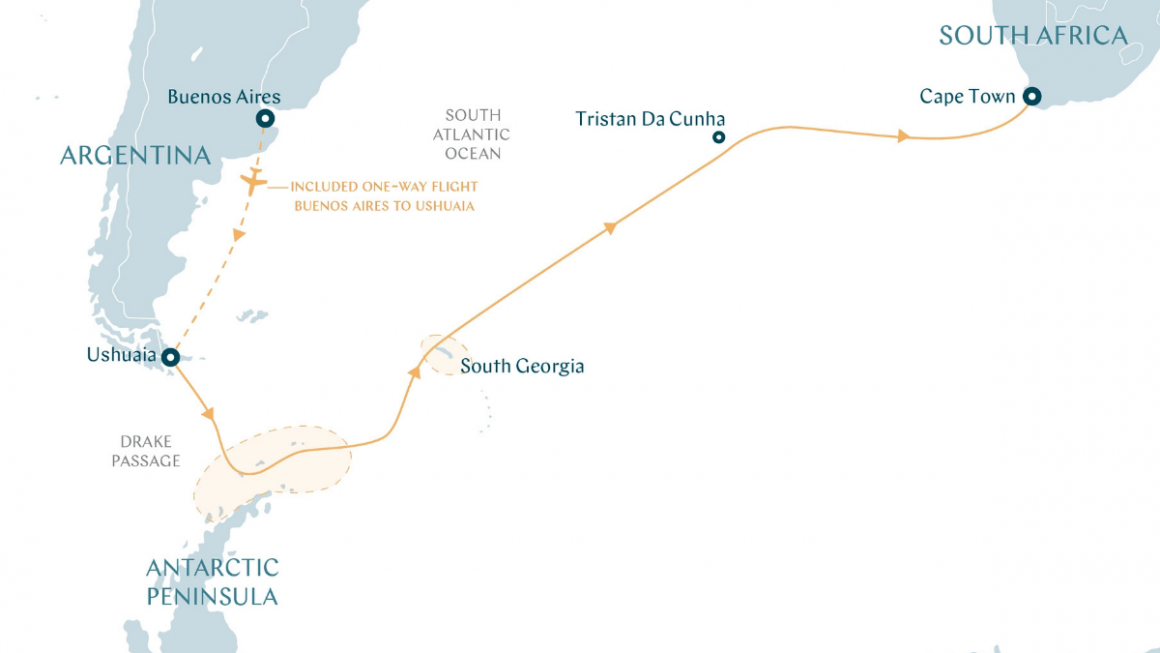 Atlântico Sul argentina - africa Itinerario