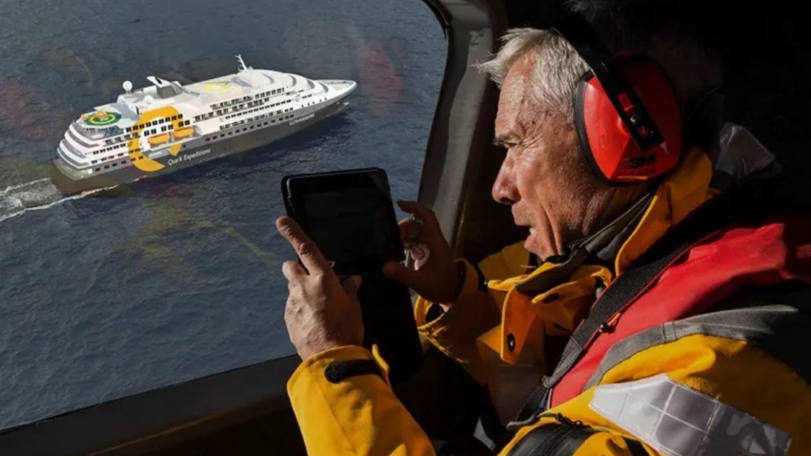 A bordo de um helicóptero em expedição no Ultramarine