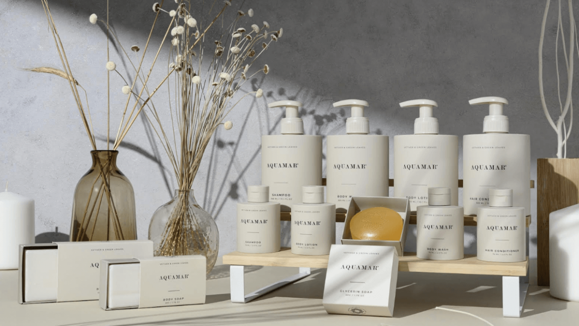 linha de produtos Aquamar Bath + Skincare Essentials