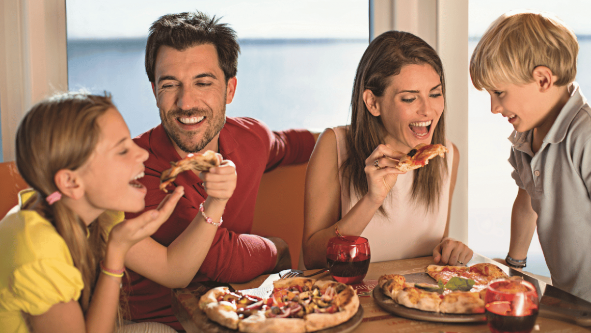 Família reunida na Pizzeria Pummid’Oro