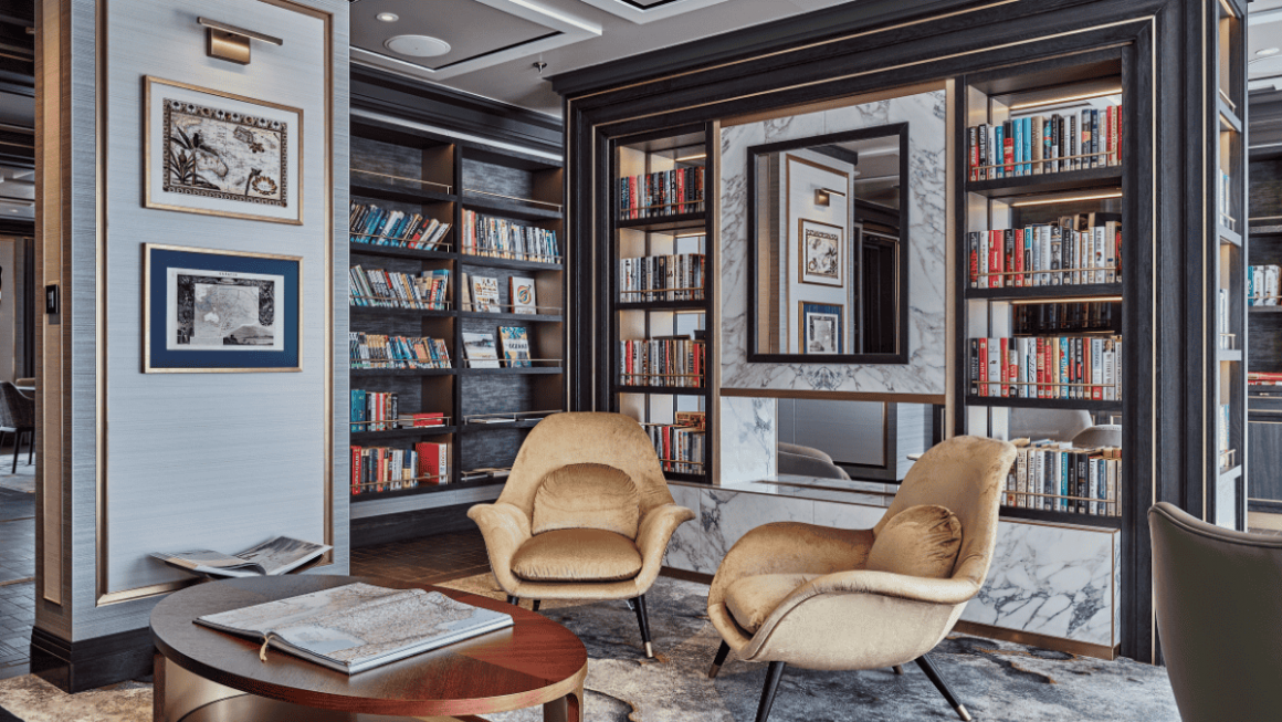 Biblioteca a bordo dos navios da Silversea Cruises 