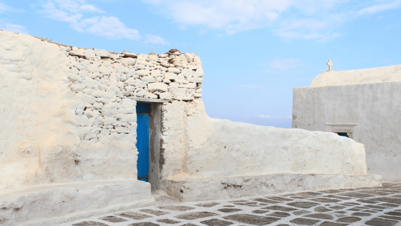 Igreja Clássico da ilha de Mykonos na Grécia