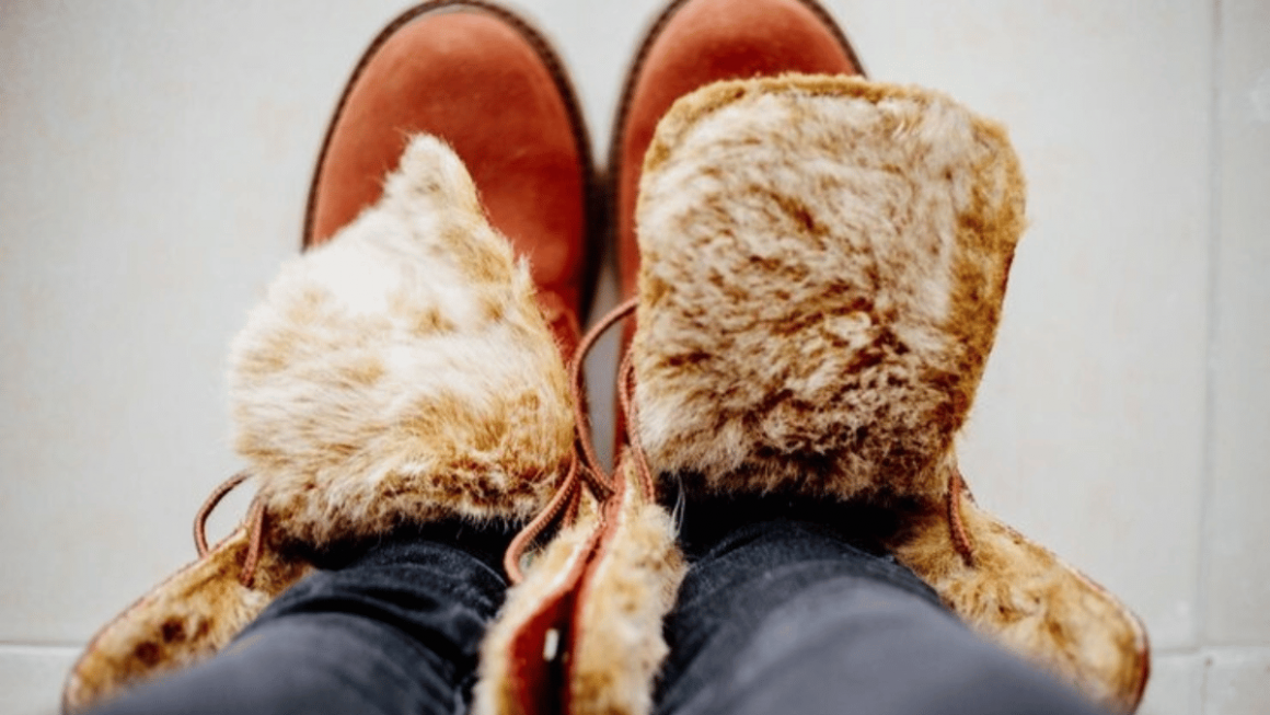 Bota para manter os pés aquecidos