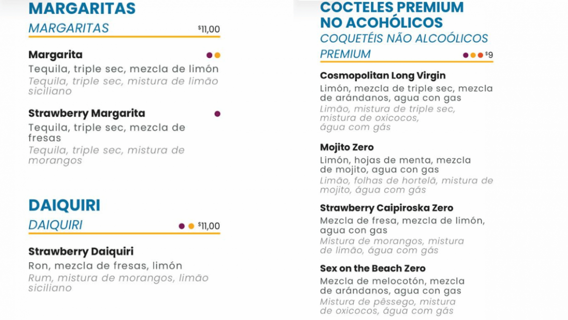 Valores e opções a bordo