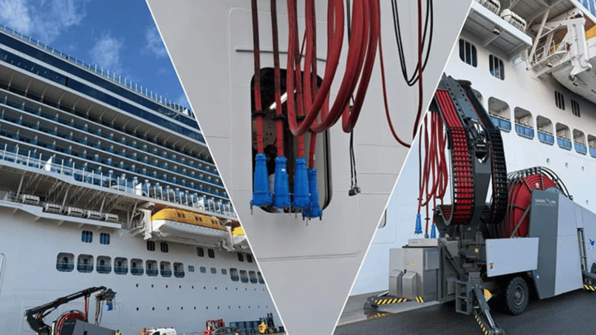 teste de conexão elétrica em terra da Costa cruzeiros