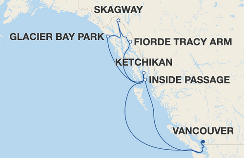 mapa holland america alaska