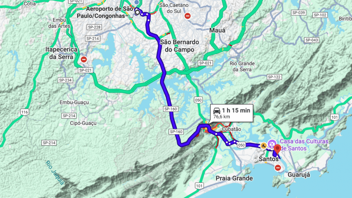 Aeroporto de Congonhas ao Porto de Santos