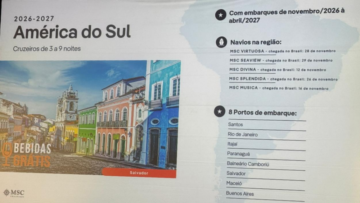Navios e portos de embarque confirmados para a próxima temporada msc cruzeiros
