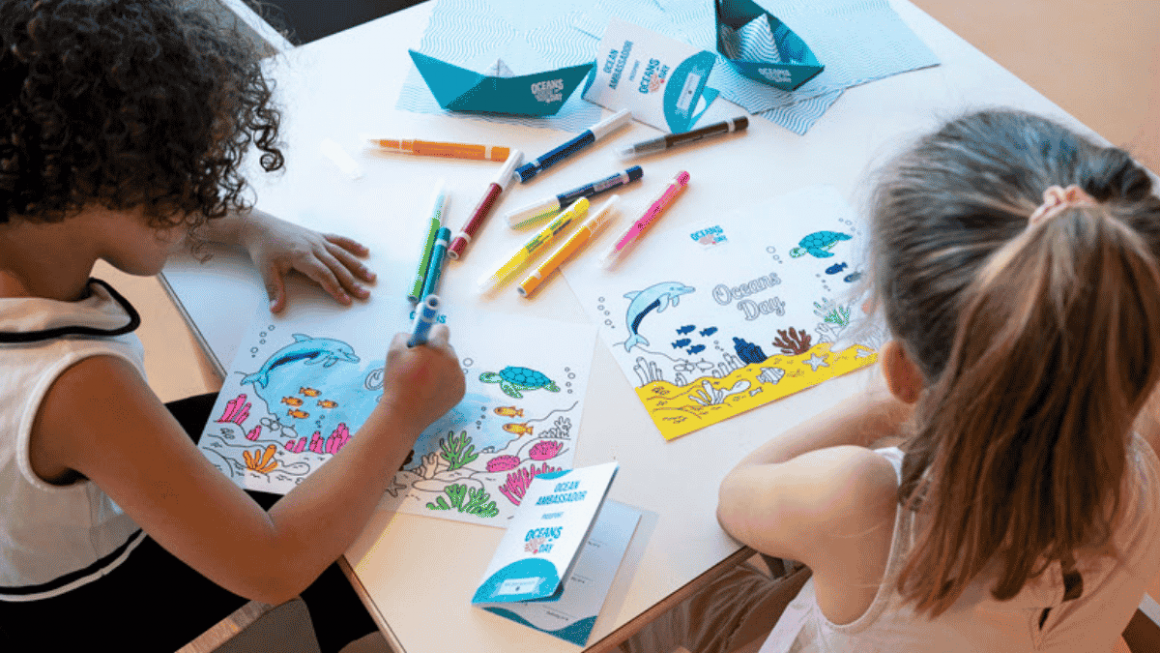Atividades criativas inspiradas nos oceanos, pensadas para incentivar a curiosidade e o aprendizado durante o Oceans Day
