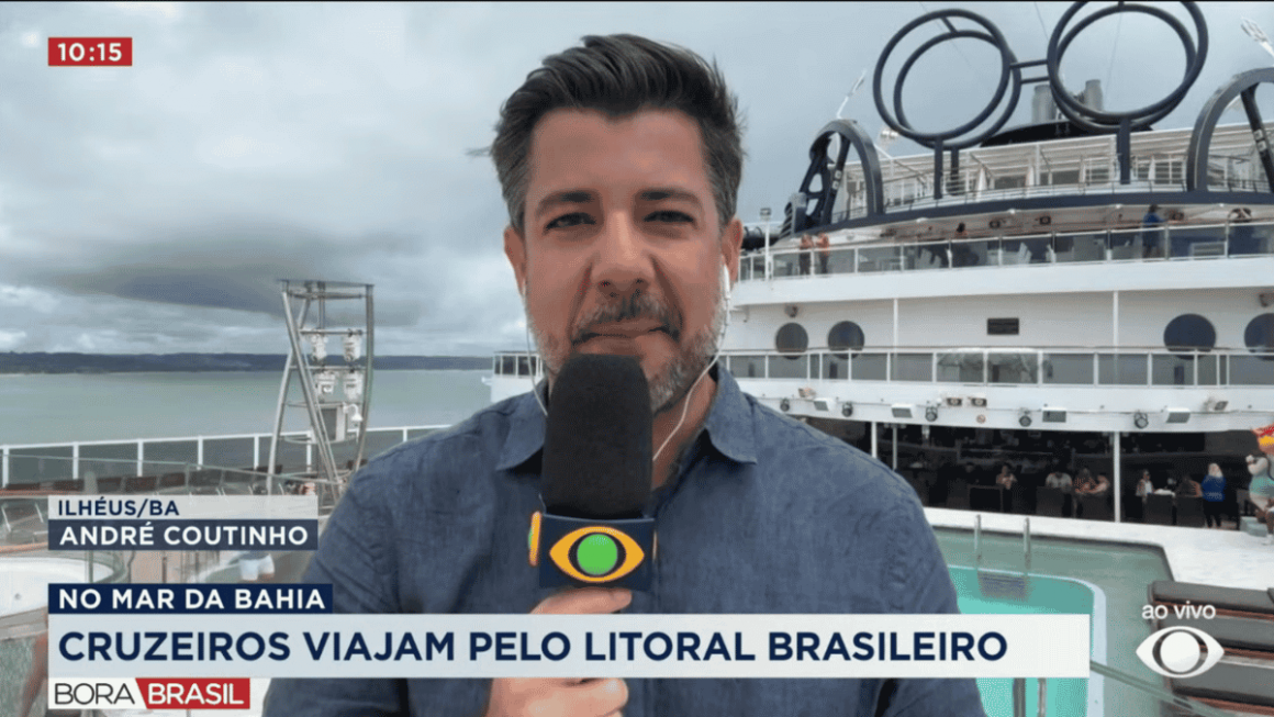André em transmissão a bordo de um navio de cruzeiro