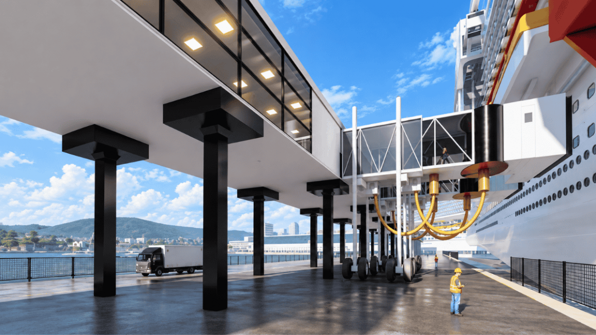 Projeção de como será o novo Porto de Santos