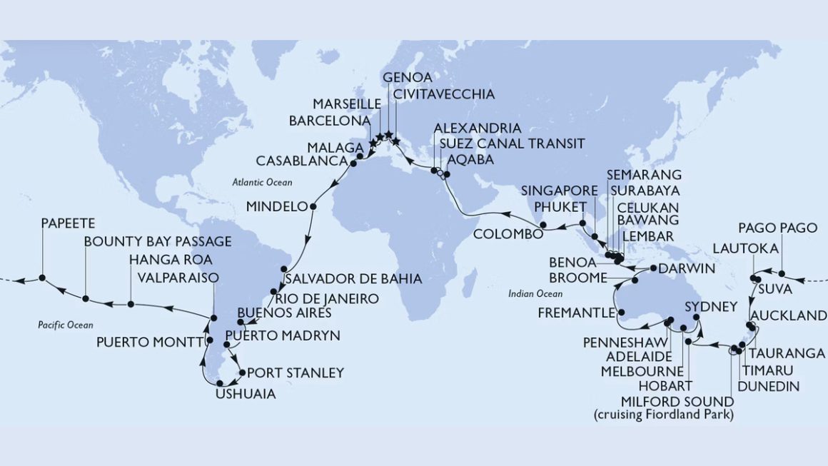 mapa volta ao mundo msc cruzeiros